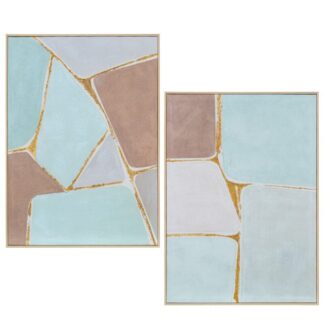 Cuadro Lienzo Abstracto 50x70cm Marco Madera Dorada 50x3,2x70cm