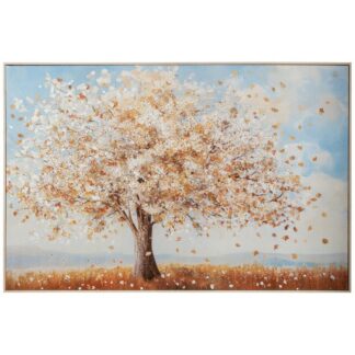 Cuadro Lienzo Acrílico Árbol Marco Madera Natural 120x3,7cmx80cm