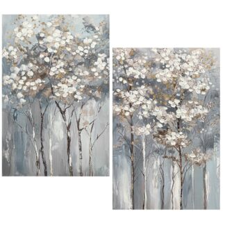 Cuadro Lienzo Arboles 40% Pintado A Mano Stdo. 60x3x90cm
