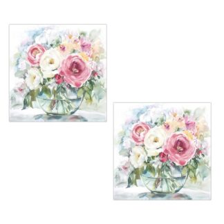 Cuadro Lienzo Marco Madera 40% A Mano Surtido Flores 40x40x3cm