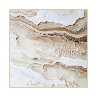 Cuadro Lienzo Marco Madera Natural 100x100 Cm. Abstracto 100x100 Cm.