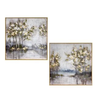 Cuadro Lienzo Marco Madera Natural 60x60cm Paisaje 40% Pinta 60x60x3,5cm