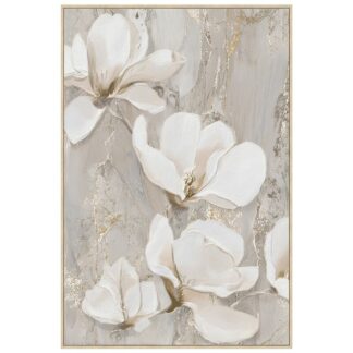 Cuadro Lienzo Marco Madera Natural 80x120cm Flores 80x120cm