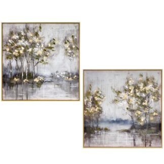 Cuadro Lienzo Marco Madera Natural 80x80cm Paisaje 40% Pinta 80x80x3,5cm