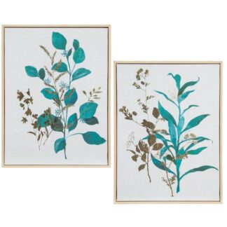 Cuadro Lienzo Plantas Marco Madera Natural 30x40x3cm