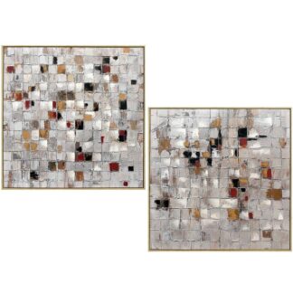 Cuadro Madera C/marco Abstracto 40% Pintado Mano-stdo 80x3,5x80cm