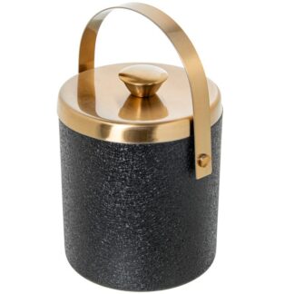 Cubitera C/tapa Acero Inox. Oro Mate, Cubierta Negra Ø15x18/26cm