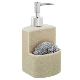 Dosificador C/estropajero Poliresina Beige 9x9x18,5cm