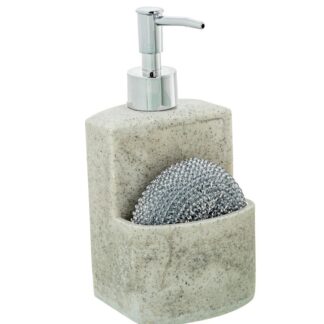 Dosificador C/estropajero Poliresina Gris 9x9x18,5cm