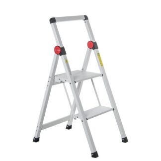 Escalera Aluminio Blanco 2 Peldaños 41x48x82,5cm Abierta 41x90x5,5cm Cerrada