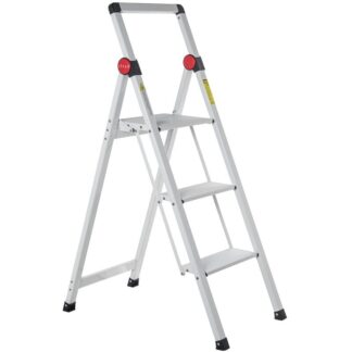 Escalera Aluminio Blanco 3 Peldaños 41x64x104,5cm Abierta 41x114x5,5cm Cerrada