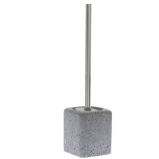Escobillero Baño Acrílico Gris C/motas 10x10x41cm