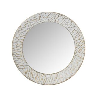 Espejo Metal Blanco/oro Ø80x7cm