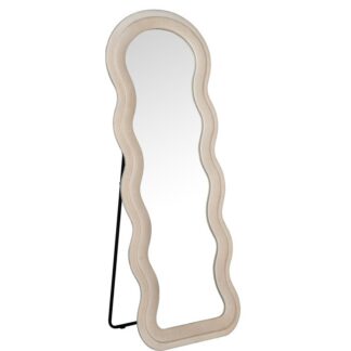 Espejo Pared Madera Forrado Terciopelo Beige 60x160 Cm.