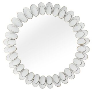 Espejo Pared Metal Blanco/oro Ø89x4cm