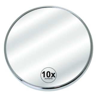 Espejo Ventosas 10 Aumentos Metal Cromado De Baño Ø15x1,5cm