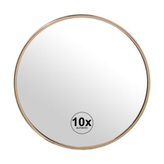 Espejo Ventosas 10 Aumentos Metal Dorado De Baño Ø15x1,5cmm