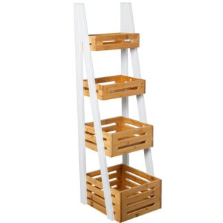 Estanteria Baño Madera Blanco/natural C/3 Cestos 30x21x96cm, Necesita Montaje