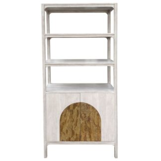 Estanteria Madera Mango C/piedra 3 Estantes 2 Puertas 90x43x195cm