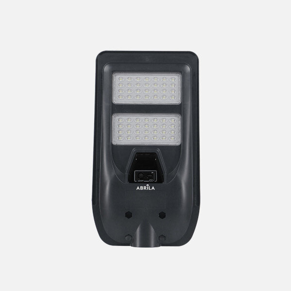 Farola Led Solar Bazan 100w 6500k Gris 1400lm Ip65 C/mando Sensor Movimiento Y Crepuscular 43x24x6cm