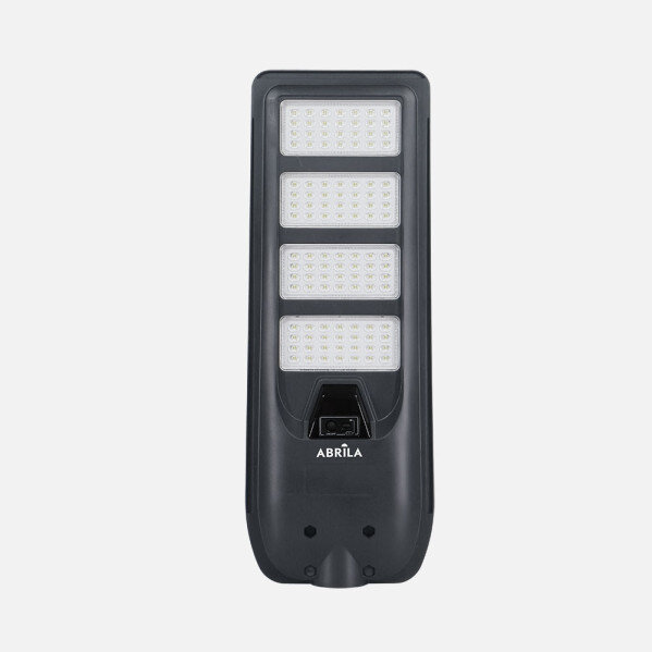 Farola Led Solar Bazan 300w 6500k Gris 3980lm Ip65 C/mando Y Sensor Movimiento Y Crepuscular 64x24x6cm