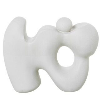 Figura Abstracta Ceramica Blanca 33,5x13x27cm