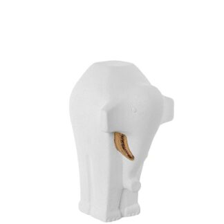 Figura Cerámica Elefante 33cm Blanco Colmillos Oro 24x20x33cm