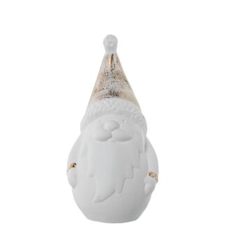 Figura Cerámica Papá Noel 33cm Blanco/oro Ø15x33cm