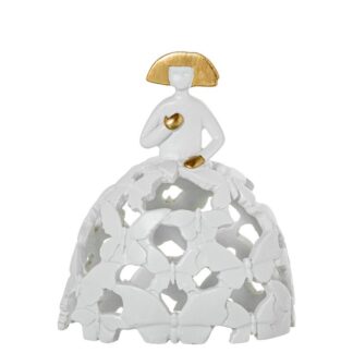 Figura Menina 18cm Resina Blanca Calada 15x10x18cm
