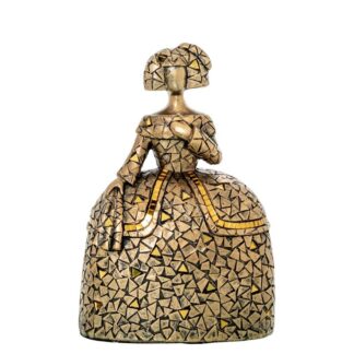 Figura Menina 22cm Resina Dorada 16x11x22cm