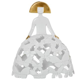 Figura Menina 23cm Resina Blanca Calada 20x11x23cm