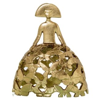 Figura Menina 23cm Resina Dorada 20x11x23cm