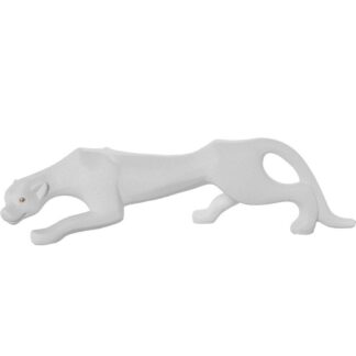 Figura Pantera Cerámica 60cm Blanco Arena/dorado 60x15x16,5cm