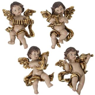 Figura Resina Ángel Músico Para Colgar 9x5x12cm Aprox.