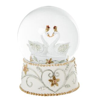 Figura Resina Bola Nieve Cisnes 10x10x13,5cm