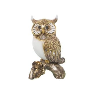 Figura Resina Búho Dorado 10x7x17cm