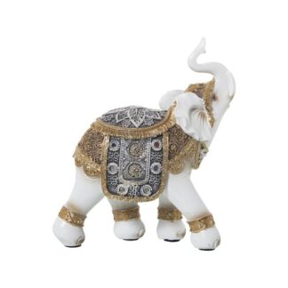 Figura Resina Elefante Blanco/dorado 17x7x19cm