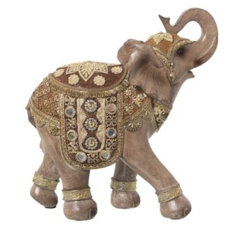 Figura Resina Elefante Gris/dorado 24x11x25cm