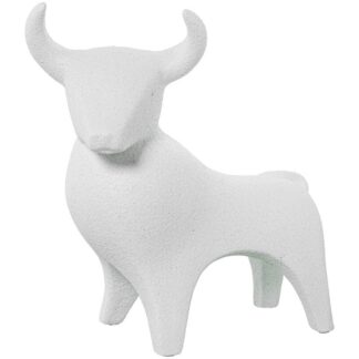 Figura Toro Ceramica Blanco Acabado Arena 28x17x32cm