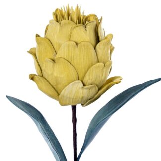 Flor Artificial Amarilla Espuma Eva Y Papel 65cm