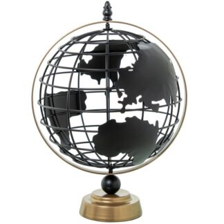 Globo Terraqueo Metal Hueco Negro 26.8x25x36.5cm