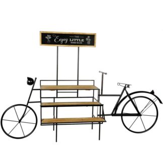 Jardinera Metal Negro Bicicleta C/bandeja Madera 217x78x140cm
