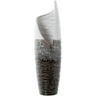 Jarrón 22380 Cerámica Mosaico Gris/blanco Ø11x49cm