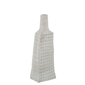 Jarron Botella Ceramica 54cm Blanco Arena 17x15x54cm