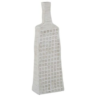 Jarron Botella Ceramica 65cm Blanco Arena 22x10x65cm