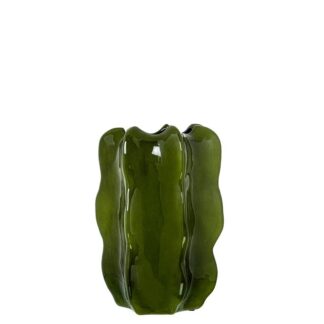 Jarrón Cactus 30cm Ceramica Verde Oscuro Brillo Ø22x33cm