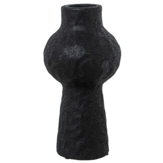 Jarrón Cerámica 24cm Negro Textura Orgánica Ø12x24cm