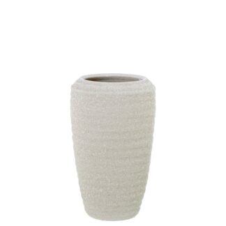 Jarrón Cerámica 30cm Beige Arena Ondulado Ø18x30cm