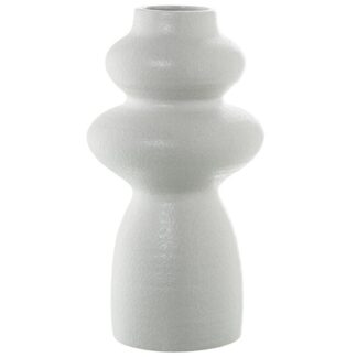 Jarrón Cerámica 32cm Blanco Brillo Rugoso Ø17x32cm