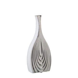 Jarron Ceramica 36cm Blanco/plata 16x6x36cm